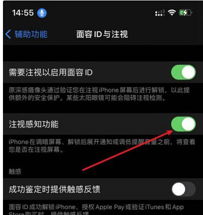 丰顺苹果14维修网点分享iPhone14注视感知功能有什么用 